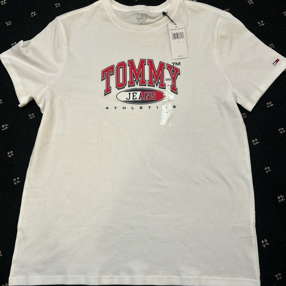 Tommy Hilfiger White Tee with Red and Blue Logo